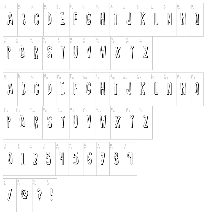 Regular Font font map